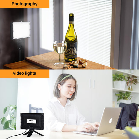 LED Video Light 11 Brightness/4 Color Filters Dimmable Photography Continuous Table Top Lighting, Adjustable Tripod Stand, USB Portable Fill Light for Photo Studio Shooting