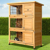 Chicken Coop Rabbit Hutch Large Pet House Run Cage Wooden 91.5cm x 46cm x 116.5cm Walk in Door Guinea Pig Ferret Bunny Chook Hen Feeder Metal Roof Outdoor Weatherproof Nesting Box Farm