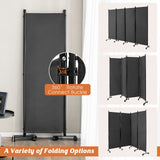 4-Panel Folding Room Divider, 1.73m Rolling Privacy Screen with Lockable Wheels, Portable Wall Divider and Separator, Freestanding Privacy Protection for Living Room, Bedroom, Office