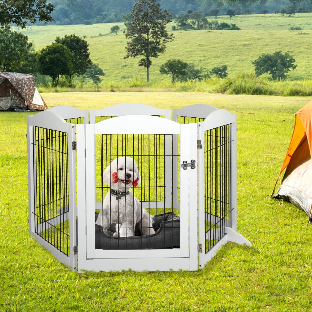 6 Panel Pet Playpen – Dog Play Pen, Cat Exercise Cage, Puppy Enclosure, Rabbit Fence, Indoor, White