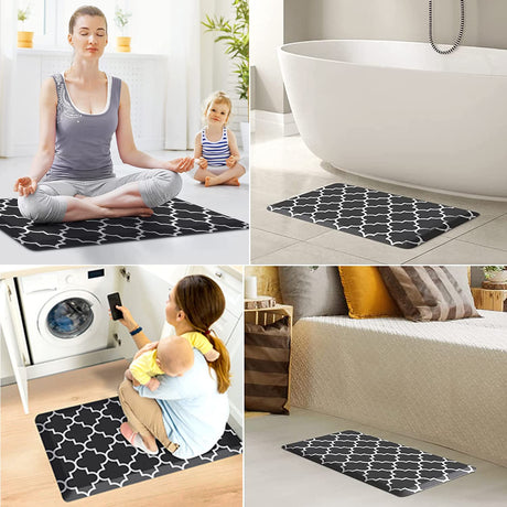 Anti Fatigue Kitchen Floor Mat - Cushioned Kitchen Rug,Non Slip Waterproof Kitchen Foam Mats,Thick Comfort Mat for Kitchen, Home, Office, Sink, Laundry 44x70cm Black