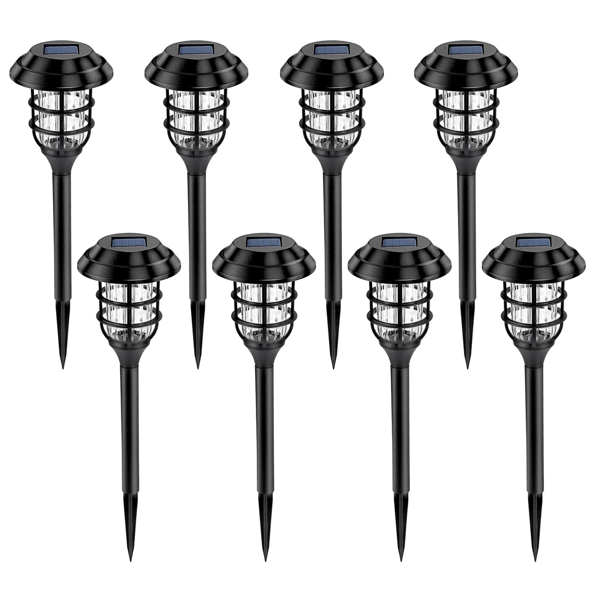 8 Pack Solar Garden Lights, Warm White Solar Pathway Lights Outdoor, Bright LED Outdoor Lights for Yard, Landscape, Path, Patio, Driveway and Walkway