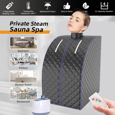 Portable Steam Sauna, Full Size Personal Home Spa with Remote Control, Steamer, Foldable Chair, Portable Sauna for Home