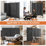 4-Panel Folding Room Divider, 1.73m Rolling Privacy Screen with Lockable Wheels, Portable Wall Divider and Separator, Freestanding Privacy Protection for Living Room, Bedroom, Office