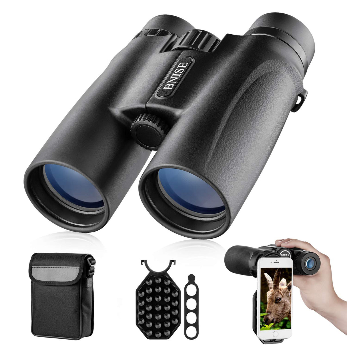 Binoculars for Adults, 10X42 Roof Prism Low Light Vision Lightweight Compact Binocular for Bird Watching, Hunting, Traveling, Stargazing with Lens Caps, Neck Strap and Carrying Bag