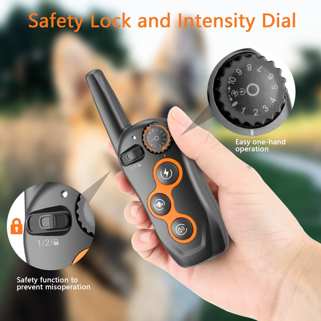 Dog Training Collar, IPX7 Waterproof Shock Collar with Remote Range 1300ft, 3 Training Modes, Beep, Shock, Vibration, Rechargeable Electric Shock Collar for Small Medium Large Dogs