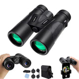 Binoculars 10x42, BAK4 Prism HD High Power Professional Binocular Telescope, Waterproof, with Universal Phone Adapter for Photos