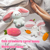 Bunny Stuffed Animal Reversible Cuddle Bunny Stuffed,Strawberry Bunny Transformed Rabbit Plush Zipper,Carrot That Turns Into Ears Bunnies Plushies Toy Cute Stuffy Doll Easter Girlfriend Gift