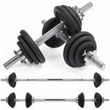 20kg Adjustable Dumbbell Set, One Set for All, Dumbbell and Barbell, Compact Hand Weight Set - Solid Cast Iron Plate with Steel Handle - Upgradable Home Gym Exercise Weight Set