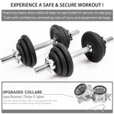 20kg Adjustable Dumbbell Set, One Set for All, Dumbbell and Barbell, Compact Hand Weight Set - Solid Cast Iron Plate with Steel Handle - Upgradable Home Gym Exercise Weight Set