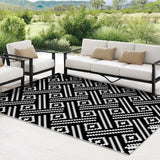 Extra Large Outdoor Rug(150x245cm) - Camping Rug, Porch Rug, Reversible Portable Outdoor Plastic Straw Rug, Waterproof Mat for Rv, Deck, Camper, Balcony, Patio (Black)