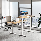 140 x 70cm Large Electric Standing Desk, Height Adjustable Sit to Stand Desk, Metal Frame & Powerful Motor, Button Controller, Headphone Hook, Ergonomic Standing Workstation