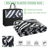 Extra Large Outdoor Rug(150x245cm) - Camping Rug, Porch Rug, Reversible Portable Outdoor Plastic Straw Rug, Waterproof Mat for Rv, Deck, Camper, Balcony, Patio (Black)