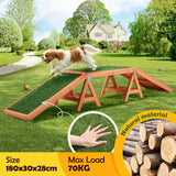 Pet Scene Wooden Pet Ramp Dog Agility Equipment Outdoor Puppy Obedience Training Sports Obstacle Exercise Outdoor Play Artificial Grass