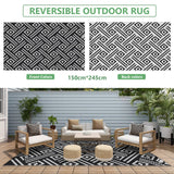 Extra Large Outdoor Rug(150x245cm) - Camping Rug, Porch Rug, Reversible Portable Outdoor Plastic Straw Rug, Waterproof Mat for Rv, Deck, Camper, Balcony, Patio (Black)