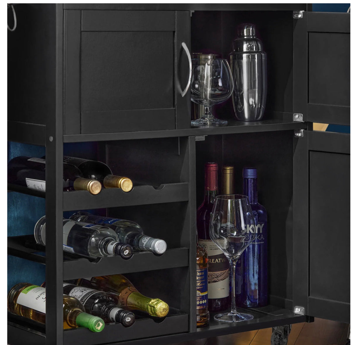 Kitchen Trolley Mobile Kitchen Island Wine Rack Storage Trolley