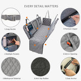 Dog Car Seat Cover 6in1 Car Hammock Waterproof for Backseat with Mesh Window Multiple Pockets in Trucks/SUVs Nonslip Rubber Washable Pet Seat Cover Protector for Small Medium Large Dogs Grey