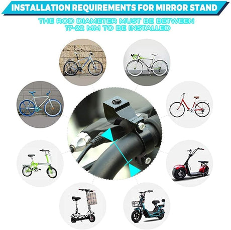 2 pcs bicycle mirrors bicycle scooter motorcycle | Compatible with all models mountain road bicycle cycling rear view mirror 360 rotatable folding bicycle mirror left and right