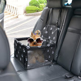 Car Booster Seat for Dog and Cat - Folding Pet Car Seats Pet Car Travel Safety Seat - Portable Dog Carrier for Pets up to 25 Pounds Paw Pattern