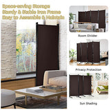 4-Panel Room Divider Folding Fabric Privacy Screen w/Steel Frame Brown 173CM