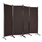 4-Panel Room Divider Folding Fabric Privacy Screen w/Steel Frame Brown 173CM