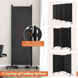 4-Panel Folding Room Divider, 1.73m Rolling Privacy Screen with Lockable Wheels, Portable Wall Divider and Separator, Freestanding Privacy Protection for Living Room, Bedroom, Office