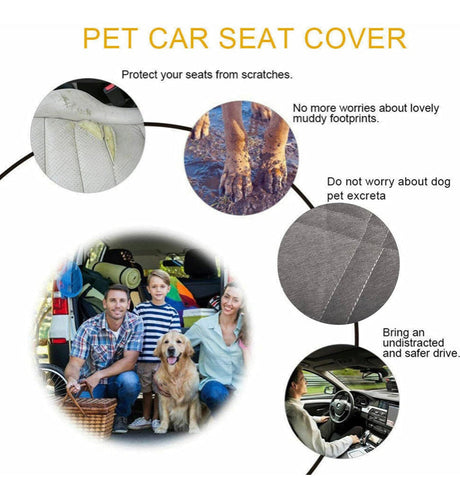 Premium Nonslip Pet Car Back Seat Cover Cat Dog Waterproof Protector Mat with Dog Seat Belt (137cm x 147cm Grey) for Cars and SUV