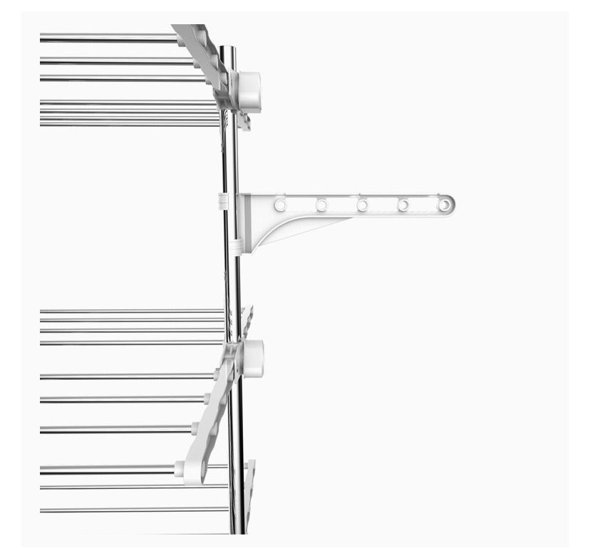 Laundry Drying Rack, Clothes Airer - Material: Stainless Steel Tubes - Maximum Load: 6.7 lbs per Support bar - 4 Shelves, White, with Wings