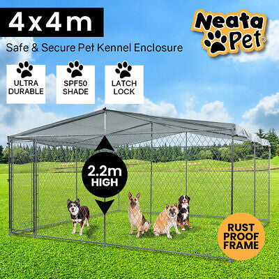 4x4m Dog Enclosure Kennel Large Chain Cage Pet Animal Shade Cover Fencing Run