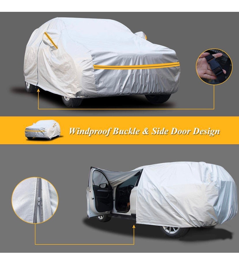 Car Cover Waterproof all Weather, 6-Layers Car Covers for Automobiles Snowproof Sunproof Dustproof Windproof Hail Protection Outdoor, Full Exterior Covers with Cotton, Universal Fit