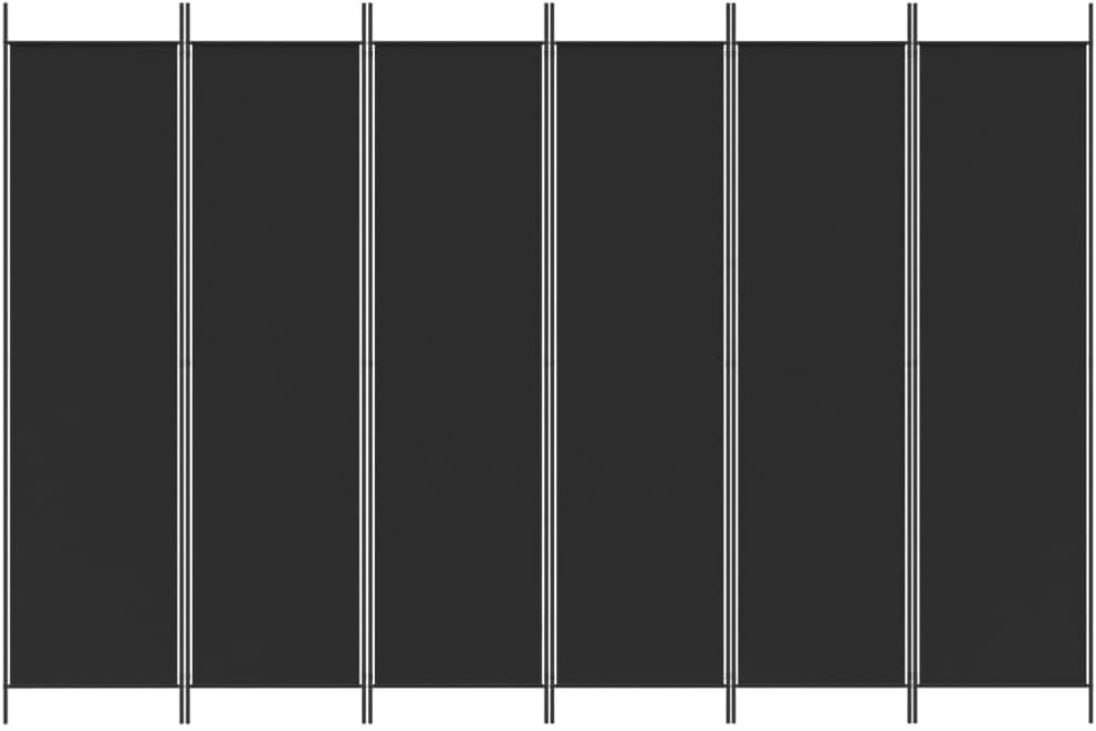 6-Panel Room Divider Living Room Bedroom Partition Privacy Protection Screen Room Separator Folding Dressing Wall Black Fabric