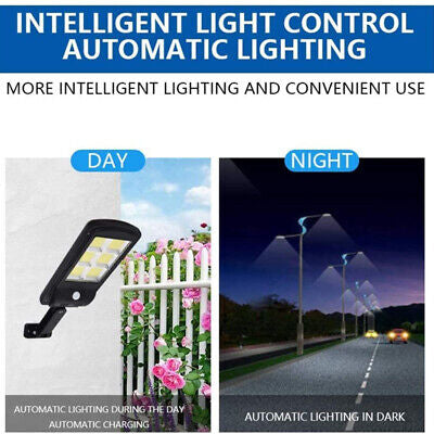 120 LED Solar Street Wall Light PIR Motion Sensor Waterproof Flood Lamp w/Remote