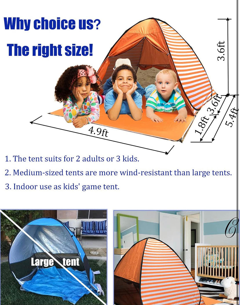 Orange Medium Size Beach Tent