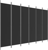 6-Panel Room Divider Living Room Bedroom Partition Privacy Protection Screen Room Separator Folding Dressing Wall Black Fabric