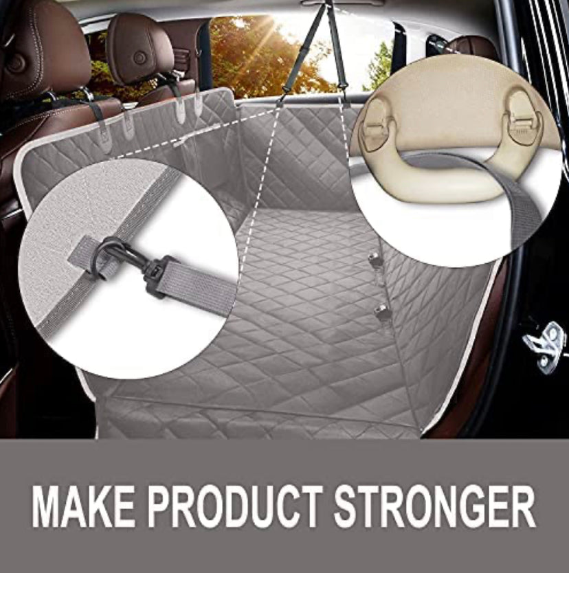 Premium Nonslip Pet Car Back Seat Cover Cat Dog Waterproof Protector Mat with Dog Seat Belt (137cm x 147cm Grey) for Cars and SUV