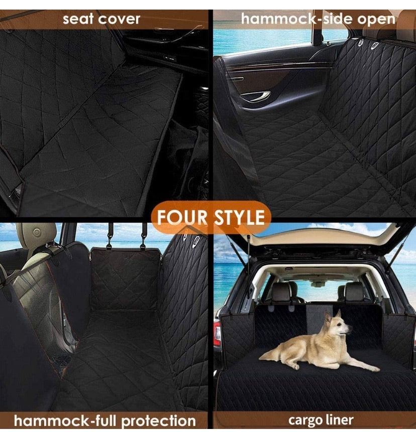 Dog Car Seat Cover, Waterproof Pet Seat Cover with Mesh Visual Window & Seat Belt Opening & Storage Pockets, Wear-Proof Dog Back Seat Hammock for Cars, Trucks and SUV - 147 x 137 cm