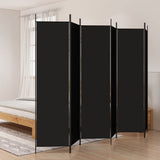 6-Panel Room Divider Living Room Bedroom Partition Privacy Protection Screen Room Separator Folding Dressing Wall Black Fabric