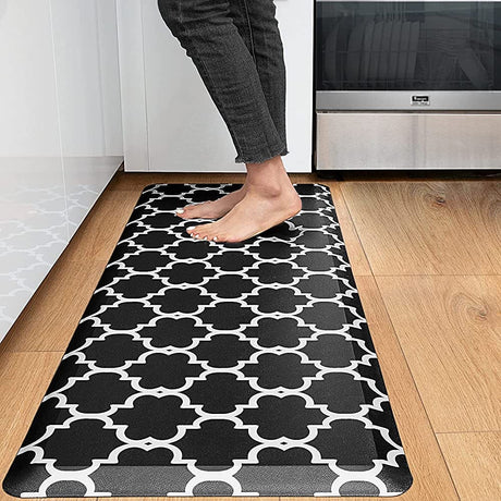 Anti Fatigue Kitchen Floor Mat - Cushioned Kitchen Rug,Non Slip Waterproof Kitchen Foam Mats,Thick Comfort Mat for Kitchen, Home, Office, Sink, Laundry 44x70cm Black