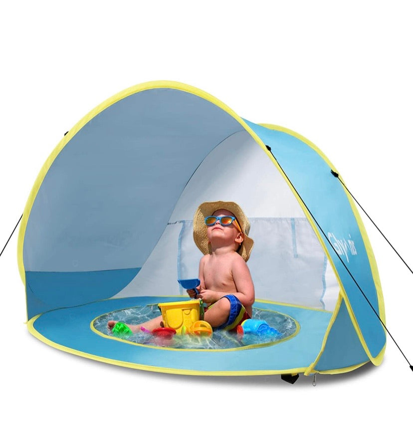 Baby Beach Tent Pop Up Portable Shade Sun Shelter with Pool 50+ UPF UV Protection for Baby or Infant Blue