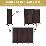 4-Panel Room Divider Folding Fabric Privacy Screen w/Steel Frame Brown 173CM