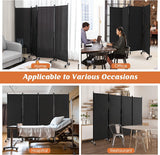 4-Panel Folding Room Divider, 1.73m Rolling Privacy Screen with Lockable Wheels, Portable Wall Divider and Separator, Freestanding Privacy Protection for Living Room, Bedroom, Office