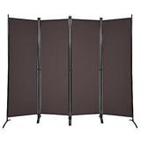 4-Panel Room Divider Folding Fabric Privacy Screen w/Steel Frame Brown 173CM