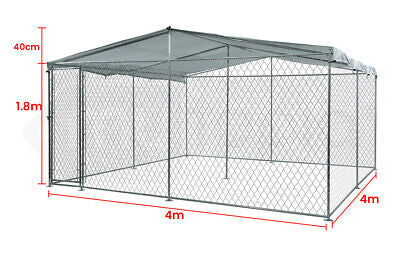 4x4m Dog Enclosure Kennel Large Chain Cage Pet Animal Shade Cover Fencing Run