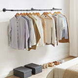 Super Long Garment Rail Industrial Vintage Pipe Clothes Rack Wall Floating Shelf