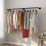 Super Long Garment Rail Industrial Vintage Pipe Clothes Rack Wall Floating Shelf