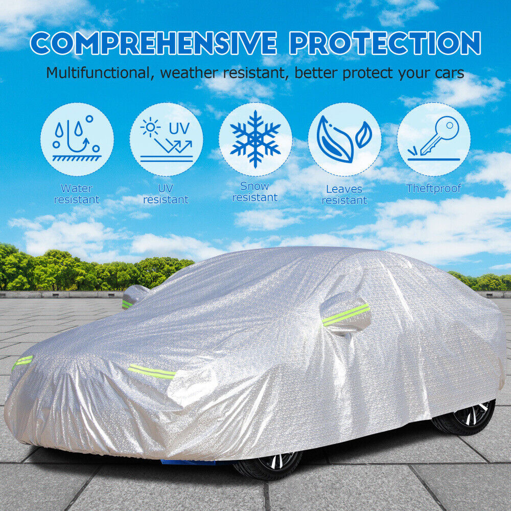 6 Layer Car Cover Waterproof Aluminum UV Dust Hail Resitant Universal 4 Size